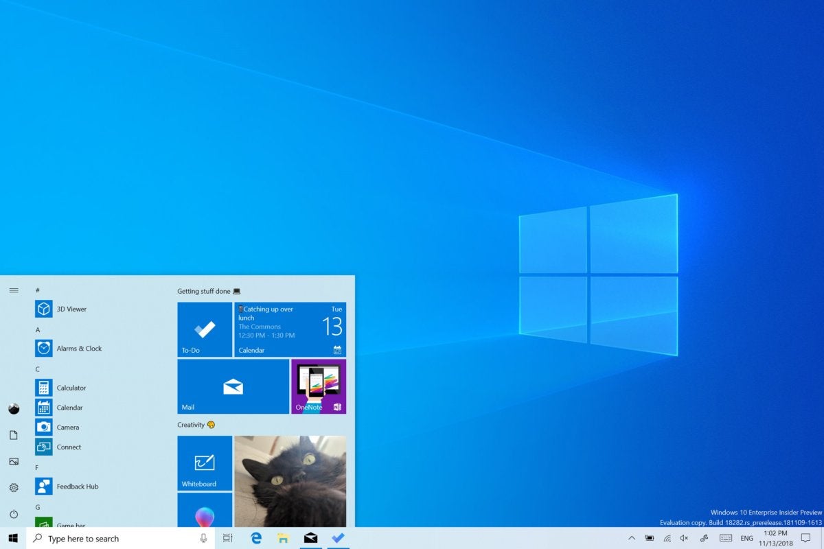 Заголовок Windows 10 Insider build 18282, вероятно, является «легкой темой» для вашего рабочего стола Windows